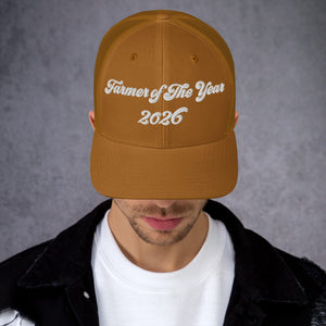 The Tractor Mugs Store Caramel Farmer of The Year 2026 | Retro 70's Trucker Cap Quality Farmers Merch