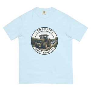 The Tractor Mugs Store Chambray / S John Deere 7810 TRAFFIC WHAT TRAFFIC? Engraving | Unisex Premium T-shirt Quality Farmers Merch