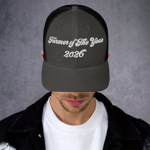 The Tractor Mugs Store Charcoal/ Black Farmer of The Year 2026 | Retro 70's Trucker Cap Quality Farmers Merch