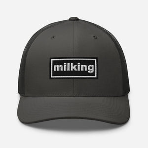 The Tractor Mugs Store Charcoal Oasis Style Retro Milking | Trucker Cap Quality Farmers Merch