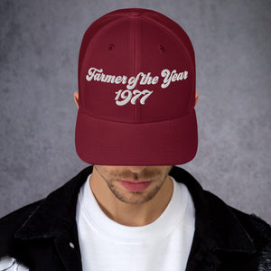 The Tractor Mugs Store Cranberry Farmer of The Year 1977 | Retro 70's Trucker Cap Quality Farmers Merch