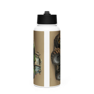The Tractor Mugs Store Deutz-Fahr 9340 Oil Painting | Stainless steel water bottle with a straw lid Quality Farmers Merch