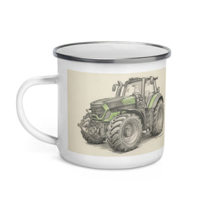 The Tractor Mugs Store Deutz-Fahr 9340 Pencil Sketch | Enamel Mug Quality Farmers Merch