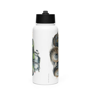 The Tractor Mugs Store Deutz-Fahr 9340 Watercolor | Stainless steel water bottle with a straw lid Quality Farmers Merch