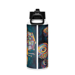 The Tractor Mugs Store Deutz Fahr DX 140 | Splash Art  Stainless steel water bottle with a straw lid Quality Farmers Merch