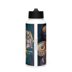 The Tractor Mugs Store Deutz Fahr DX 140 | Splash Art  Stainless steel water bottle with a straw lid Quality Farmers Merch