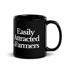 The Tractor Mugs Store EASILY ATTRACTED TO FARMERS | Black Glossy Mug Quality Farmers Merch