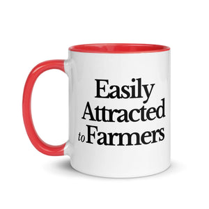 The Tractor Mugs Store EASILY ATTRACTED TO FARMERS | Mug with Color Inside Quality Farmers Merch