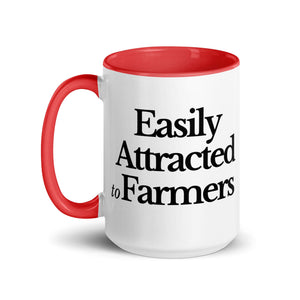The Tractor Mugs Store EASILY ATTRACTED TO FARMERS | Mug with Color Inside Quality Farmers Merch
