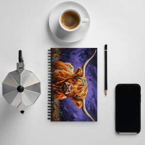The Tractor Mugs Store English Longhorn Splash Art | Spiral notebook Quality Farmers Merch
