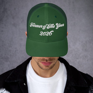 The Tractor Mugs Store Evergreen Farmer of The Year 2026 | Retro 70's Trucker Cap Quality Farmers Merch