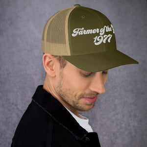 The Tractor Mugs Store Farmer of The Year 1977 | Retro 70's Trucker Cap Quality Farmers Merch