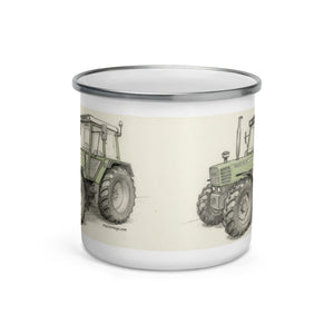 The Tractor Mugs Store Fendt 308 LSA 4WD Pencil Sketch | Enamel Mug Quality Farmers Merch