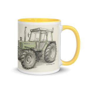 The Tractor Mugs Store Fendt 308 LSA 4WD Pencil Sketch | Mug with Color Inside Quality Farmers Merch