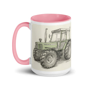 The Tractor Mugs Store Fendt 308 LSA 4WD Pencil Sketch | Mug with Color Inside Quality Farmers Merch