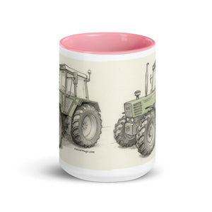 The Tractor Mugs Store Fendt 308 LSA 4WD Pencil Sketch | Mug with Color Inside Quality Farmers Merch