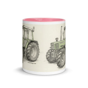 The Tractor Mugs Store Fendt 308 LSA 4WD Pencil Sketch | Mug with Color Inside Quality Farmers Merch