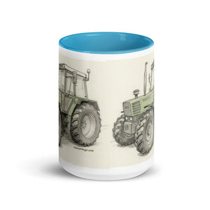 The Tractor Mugs Store Fendt 308 LSA 4WD Pencil Sketch | Mug with Color Inside Quality Farmers Merch