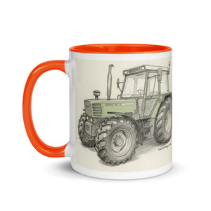 The Tractor Mugs Store Fendt 308 LSA 4WD Pencil Sketch | Mug with Color Inside Quality Farmers Merch