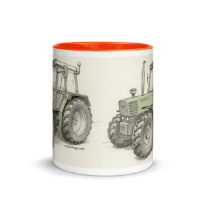 The Tractor Mugs Store Fendt 308 LSA 4WD Pencil Sketch | Mug with Color Inside Quality Farmers Merch