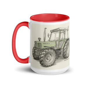 The Tractor Mugs Store Fendt 308 LSA 4WD Pencil Sketch | Mug with Color Inside Quality Farmers Merch