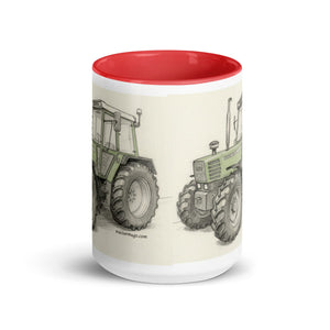 The Tractor Mugs Store Fendt 308 LSA 4WD Pencil Sketch | Mug with Color Inside Quality Farmers Merch
