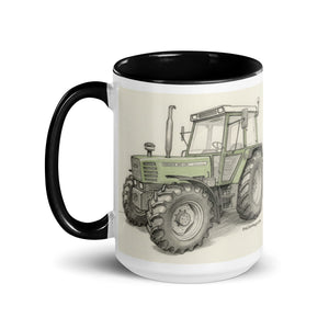 The Tractor Mugs Store Fendt 308 LSA 4WD Pencil Sketch | Mug with Color Inside Quality Farmers Merch