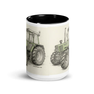 The Tractor Mugs Store Fendt 308 LSA 4WD Pencil Sketch | Mug with Color Inside Quality Farmers Merch