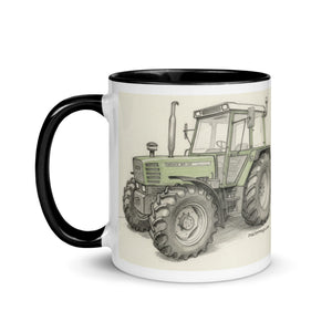 The Tractor Mugs Store Fendt 308 LSA 4WD Pencil Sketch | Mug with Color Inside Quality Farmers Merch