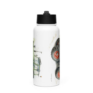 The Tractor Mugs Store Fendt 308 LSA 4WD Watercolor | Stainless steel water bottle with a straw lid Quality Farmers Merch