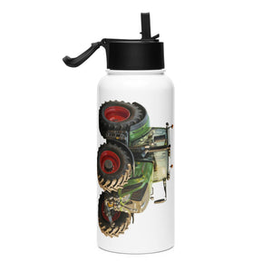 The Tractor Mugs Store Fendt 930 Vario S4 Oil Painting | Stainless steel water bottle with a straw lid Quality Farmers Merch