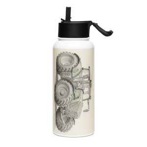The Tractor Mugs Store Fendt 930 Vario S4 Pencil Sketch | Stainless steel water bottle with a straw lid Quality Farmers Merch