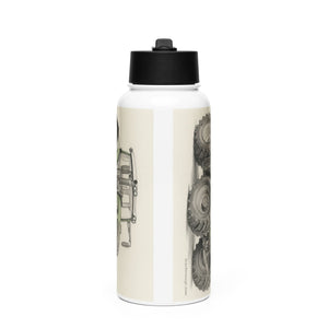 The Tractor Mugs Store Fendt 930 Vario S4 Pencil Sketch | Stainless steel water bottle with a straw lid Quality Farmers Merch
