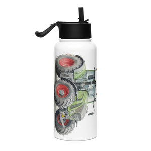 The Tractor Mugs Store Fendt 930 Vario S4 Watercolor | Stainless steel water bottle with a straw lid Quality Farmers Merch