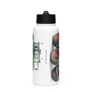 The Tractor Mugs Store Fendt 930 Vario S4 Watercolor | Stainless steel water bottle with a straw lid Quality Farmers Merch