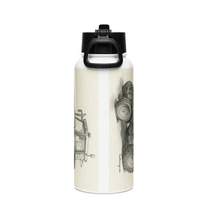 The Tractor Mugs Store Fendt Farmer 308 C Pencil Sketch | Stainless steel water bottle with a straw lid Quality Farmers Merch