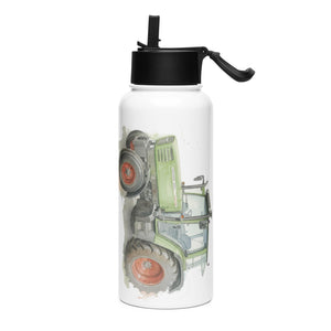 The Tractor Mugs Store Fendt Farmer 308 C Watercolor | Stainless steel water bottle with a straw lid Quality Farmers Merch