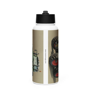 The Tractor Mugs Store Fendt Favorit 818 Oil Painting | Stainless steel water bottle with a straw lid Quality Farmers Merch