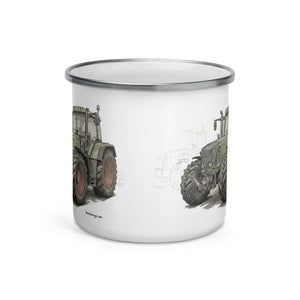 The Tractor Mugs Store Fendt Favorit 818 Pencil Sketch | Enamel Mug Quality Farmers Merch