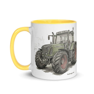 The Tractor Mugs Store Fendt Favorit 818 Pencil Sketch | Mug with Color Inside Quality Farmers Merch
