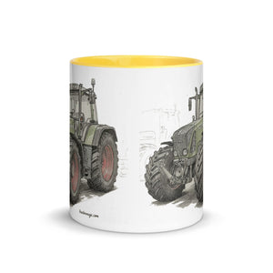 The Tractor Mugs Store Fendt Favorit 818 Pencil Sketch | Mug with Color Inside Quality Farmers Merch