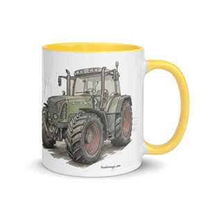 The Tractor Mugs Store Fendt Favorit 818 Pencil Sketch | Mug with Color Inside Quality Farmers Merch