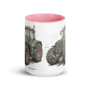 The Tractor Mugs Store Fendt Favorit 818 Pencil Sketch | Mug with Color Inside Quality Farmers Merch