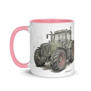 The Tractor Mugs Store Fendt Favorit 818 Pencil Sketch | Mug with Color Inside Quality Farmers Merch