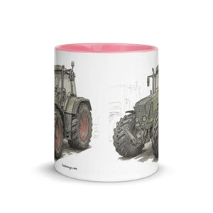 The Tractor Mugs Store Fendt Favorit 818 Pencil Sketch | Mug with Color Inside Quality Farmers Merch