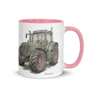 The Tractor Mugs Store Fendt Favorit 818 Pencil Sketch | Mug with Color Inside Quality Farmers Merch