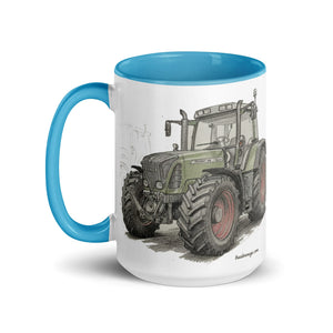 The Tractor Mugs Store Fendt Favorit 818 Pencil Sketch | Mug with Color Inside Quality Farmers Merch