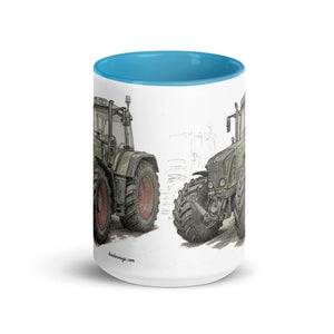The Tractor Mugs Store Fendt Favorit 818 Pencil Sketch | Mug with Color Inside Quality Farmers Merch