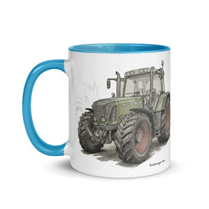 The Tractor Mugs Store Fendt Favorit 818 Pencil Sketch | Mug with Color Inside Quality Farmers Merch