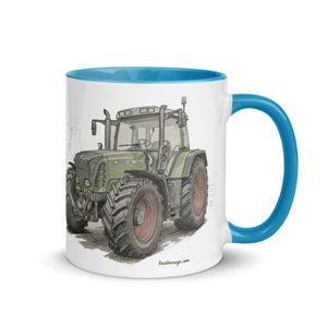 The Tractor Mugs Store Fendt Favorit 818 Pencil Sketch | Mug with Color Inside Quality Farmers Merch
